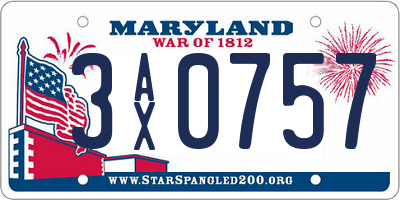 MD license plate 3AX0757