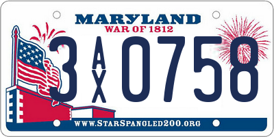 MD license plate 3AX0758