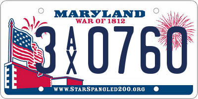MD license plate 3AX0760