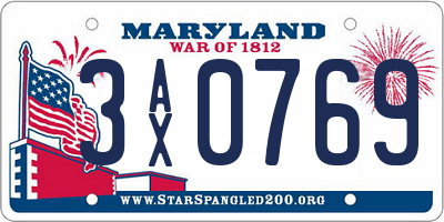 MD license plate 3AX0769