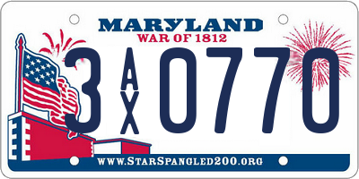 MD license plate 3AX0770