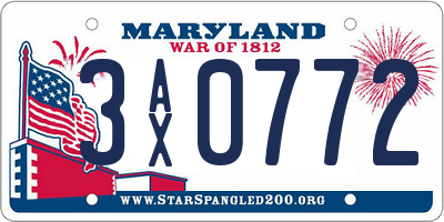 MD license plate 3AX0772