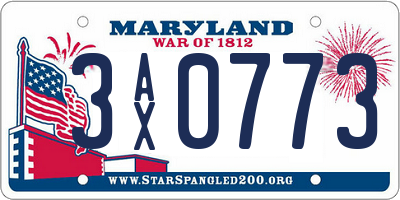 MD license plate 3AX0773