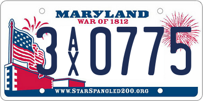 MD license plate 3AX0775