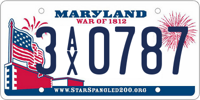 MD license plate 3AX0787