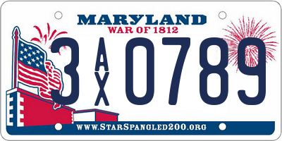 MD license plate 3AX0789
