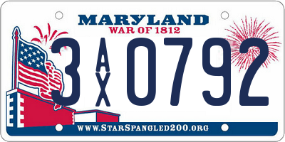 MD license plate 3AX0792