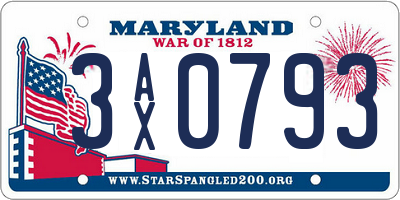 MD license plate 3AX0793