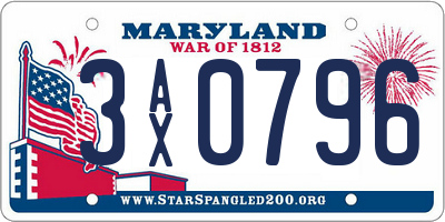 MD license plate 3AX0796