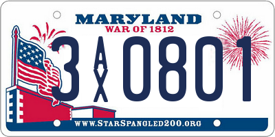 MD license plate 3AX0801