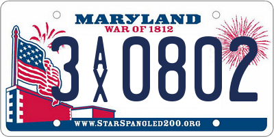 MD license plate 3AX0802