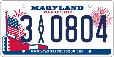 MD license plate 3AX0804