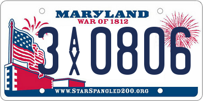 MD license plate 3AX0806