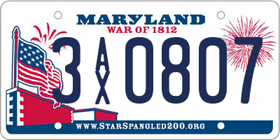MD license plate 3AX0807