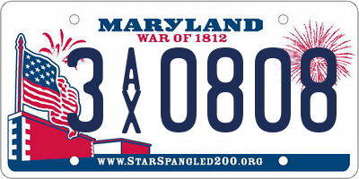 MD license plate 3AX0808
