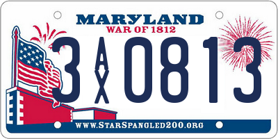 MD license plate 3AX0813