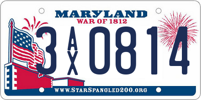 MD license plate 3AX0814