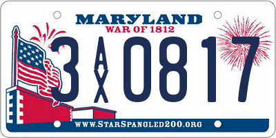 MD license plate 3AX0817