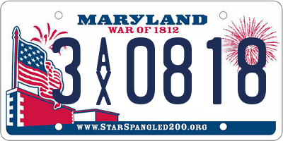 MD license plate 3AX0818
