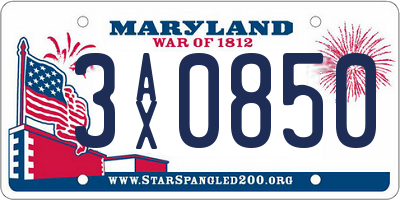 MD license plate 3AX0850