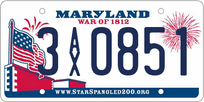 MD license plate 3AX0851