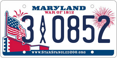 MD license plate 3AX0852