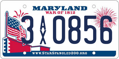 MD license plate 3AX0856