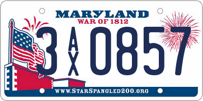 MD license plate 3AX0857