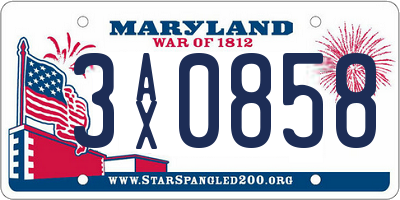 MD license plate 3AX0858