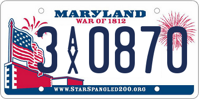 MD license plate 3AX0870