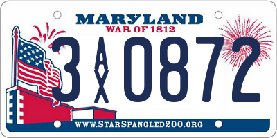 MD license plate 3AX0872