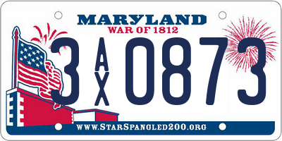 MD license plate 3AX0873