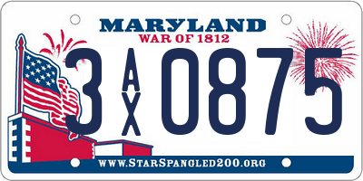 MD license plate 3AX0875