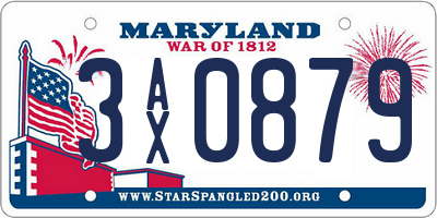 MD license plate 3AX0879