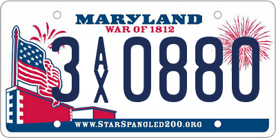 MD license plate 3AX0880