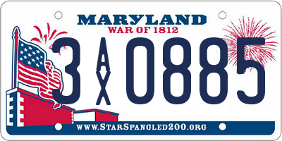 MD license plate 3AX0885