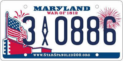 MD license plate 3AX0886
