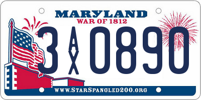 MD license plate 3AX0890