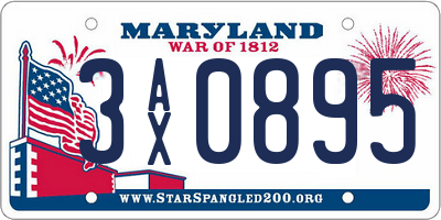 MD license plate 3AX0895