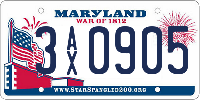 MD license plate 3AX0905