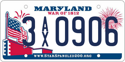 MD license plate 3AX0906