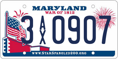 MD license plate 3AX0907