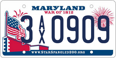 MD license plate 3AX0909