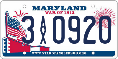 MD license plate 3AX0920