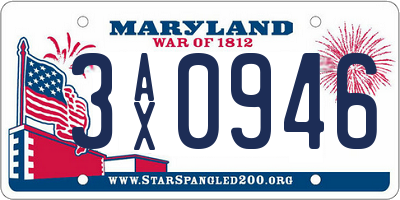 MD license plate 3AX0946