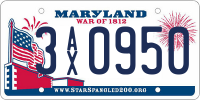 MD license plate 3AX0950