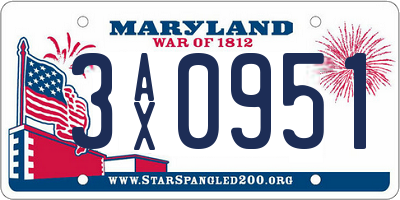 MD license plate 3AX0951