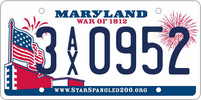 MD license plate 3AX0952