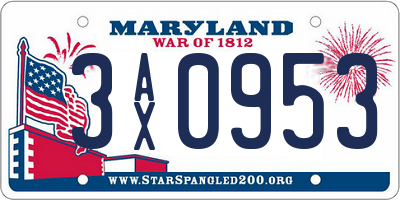 MD license plate 3AX0953