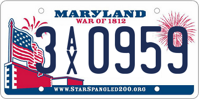 MD license plate 3AX0959